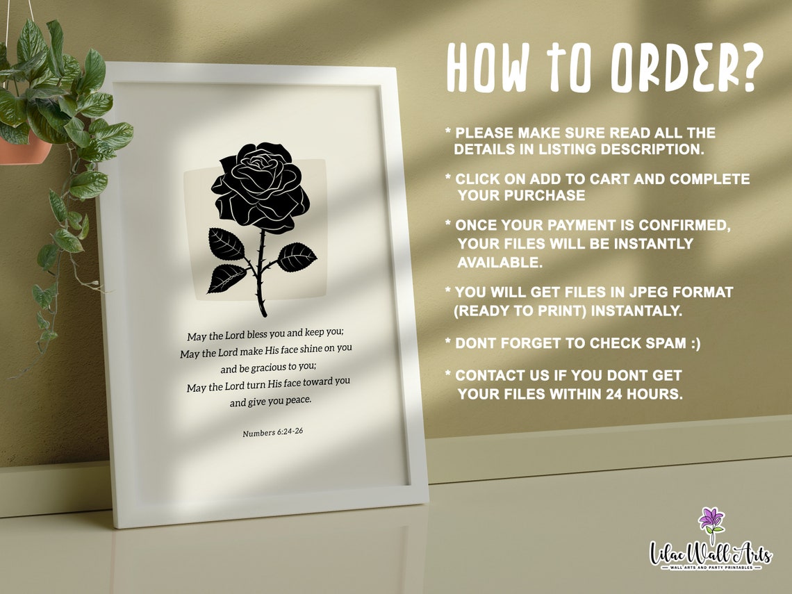 May The Lord Bless You Black Rose Numbers 624 26 Minimalist Poster - Image 3