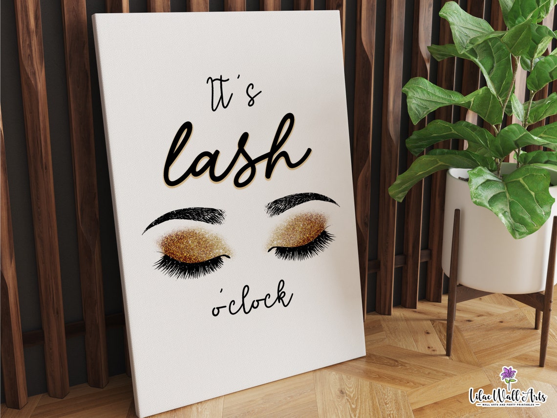Its Lash Oclock Gold Glitter Eye Illustration Glam Salon Decor Poster - Image 6