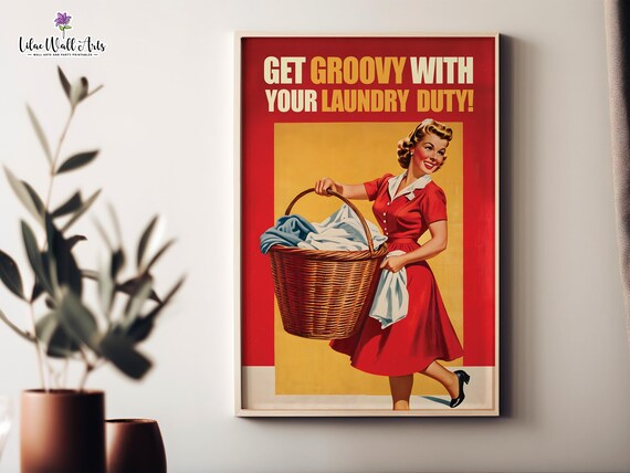 Laundry Day Poster Utility Room Sign Prints For Laundry Room Poster Vintage Laundry Art Funny Retro Laundry Laundry Day Art