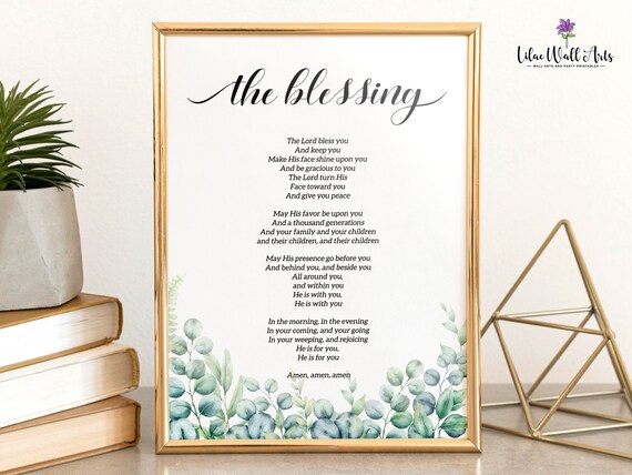 The Blessing Song Lyrics Christian Watercolor Eucalyptus Art Poster