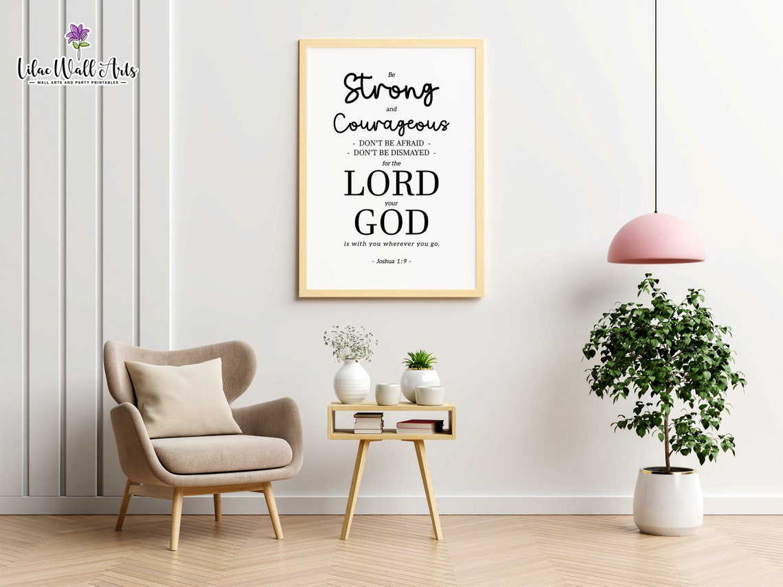 Joshua 19 Be Strong And Courageous Christian Wall Art Bible Wall Art Christian Gift Modern Scripture Wall Art Deuteronomy 31 6 - Image 5
