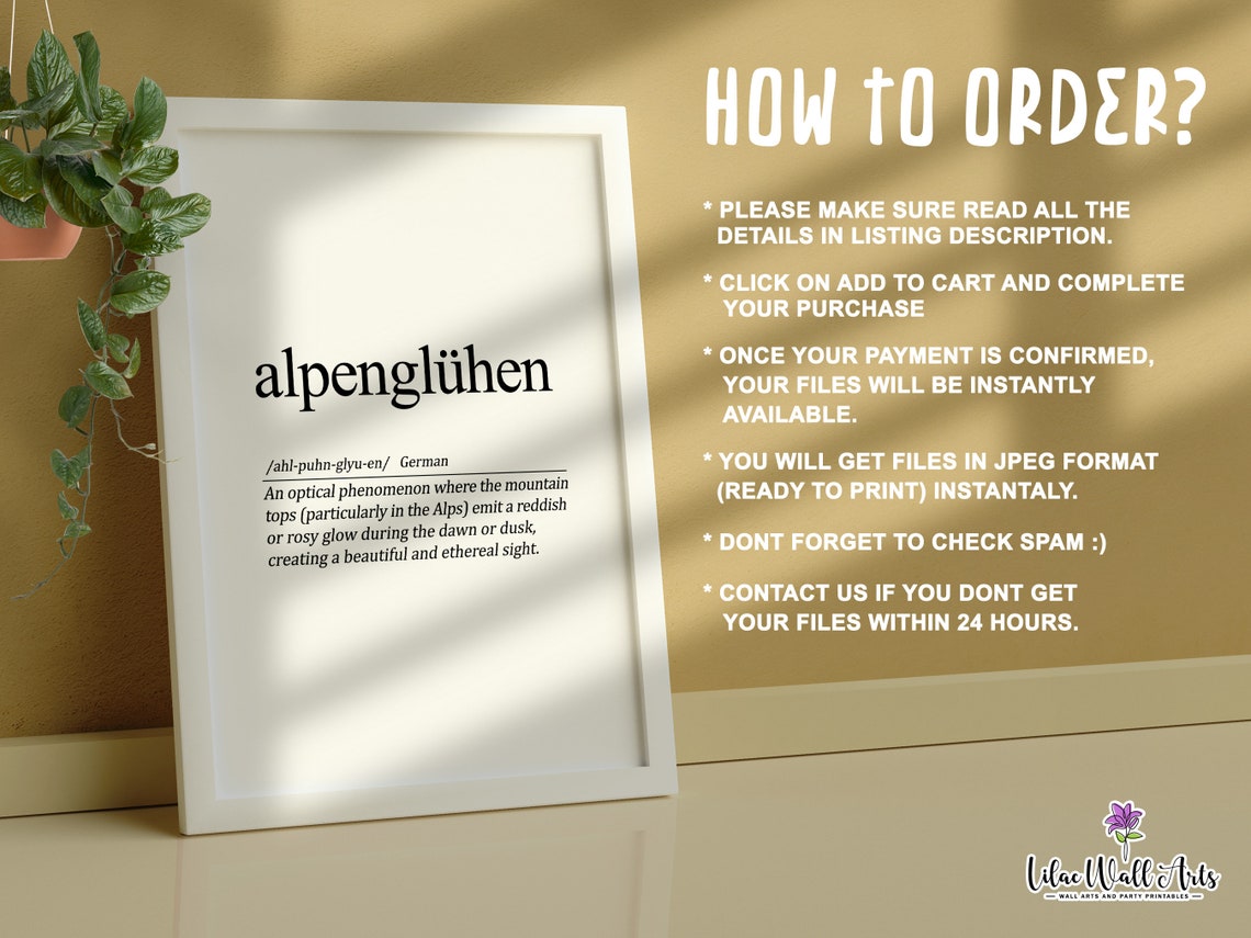 Alpengluhen German Definition Alpine Dawn Glow Word Art Quote Poster - Image 3