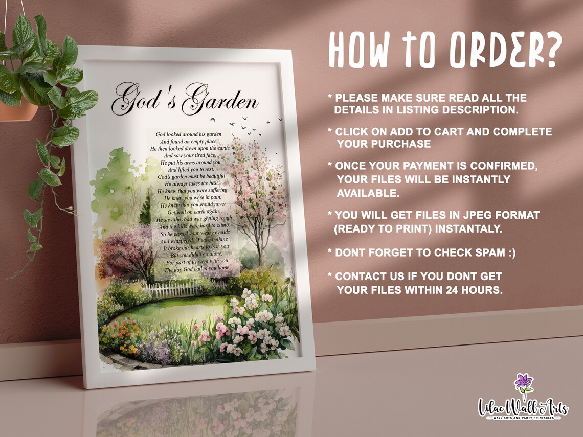 Gods Garden Memorial Poem, Religious Art Print - Image 3