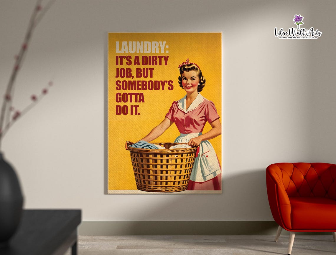 Funny Retro Laundry Room Housewife 1950s Dirty Job Quote Poster - Image 2