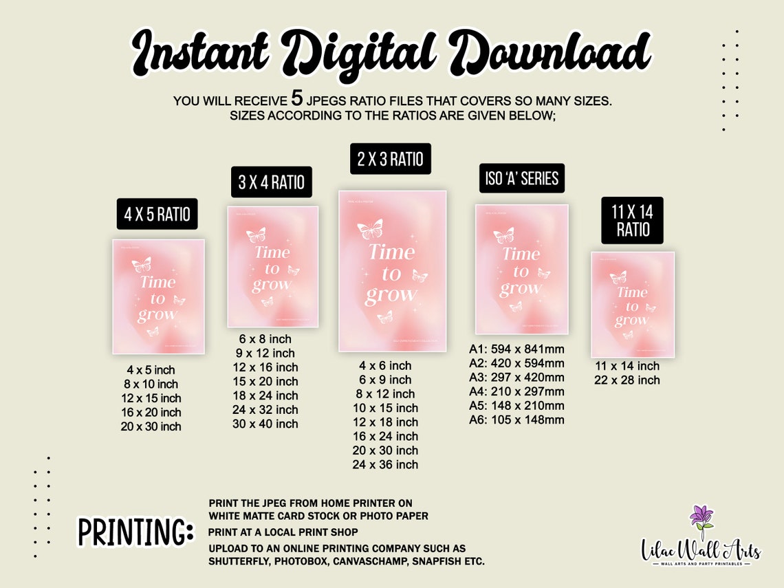 Time to Grow Pink Aura Butterfly Self Improvement Affirmation Poster - Image 3