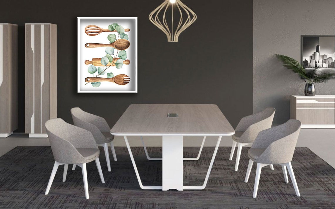 Wooden Spoons Eucalyptus Farmhouse Rustic Kitchen Wall Decor Poster - Image 3
