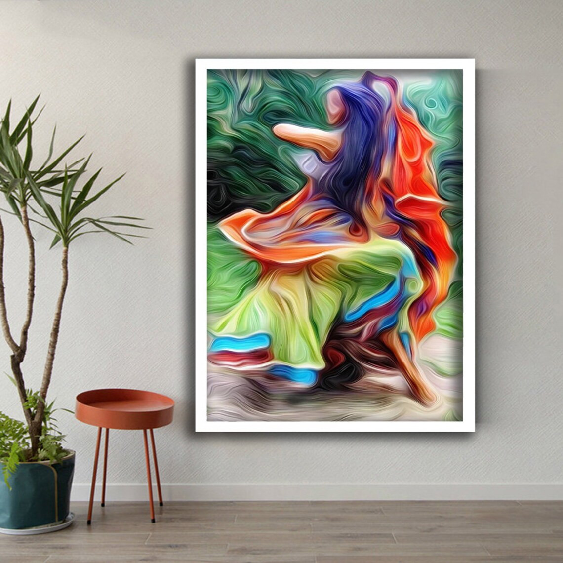 Dancing Woman Flowing Colorful Robes Swirling Abstract Art Poster - Image 2