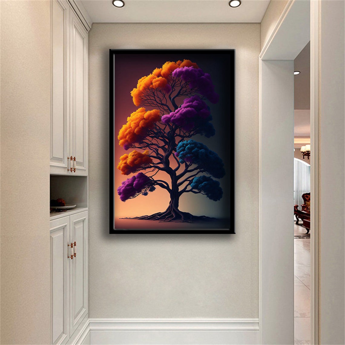 Colorful Tree Of Life Orange Purple Blue Dreamy Fantasy Art Poster - Image 3