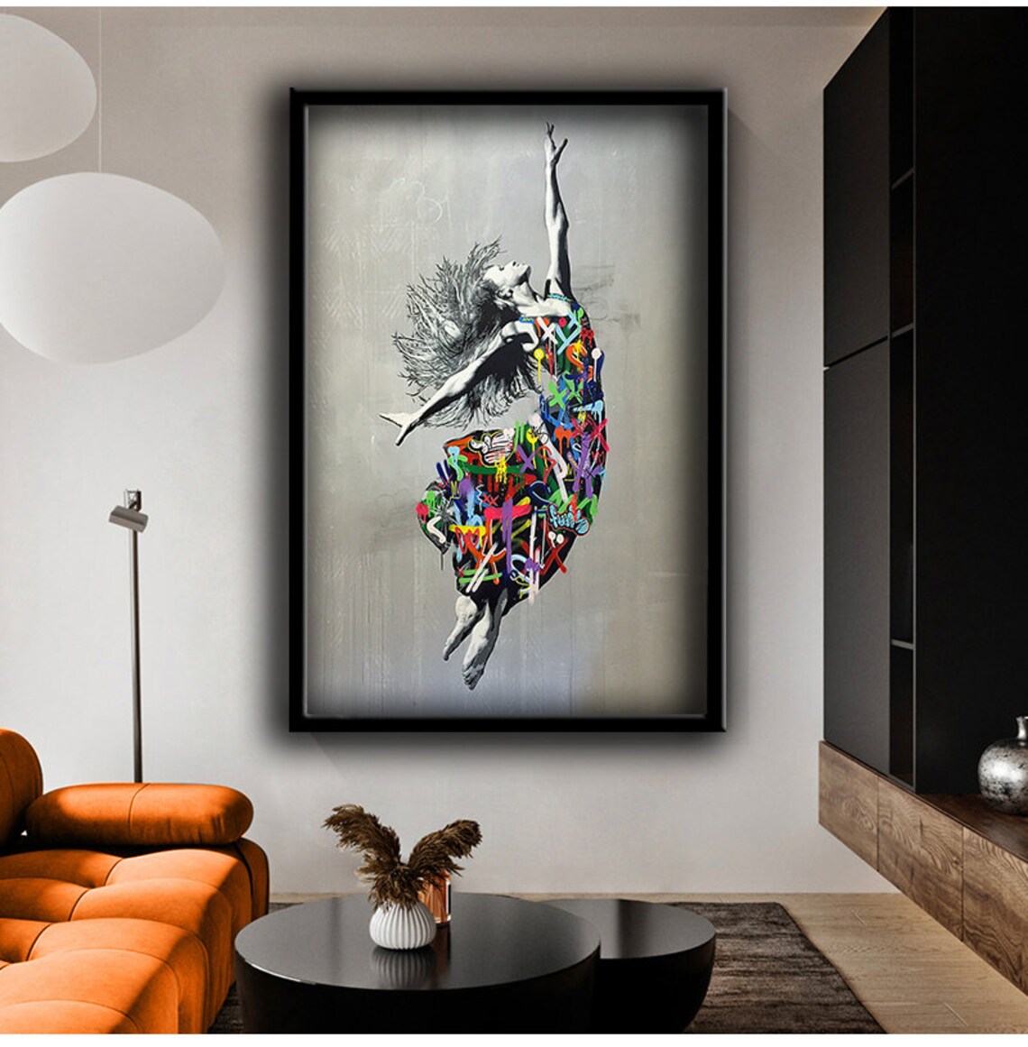 Dancer Jumping Graffiti Dress Colorful Street Art Ballet Motion Wall Poster - Image 3