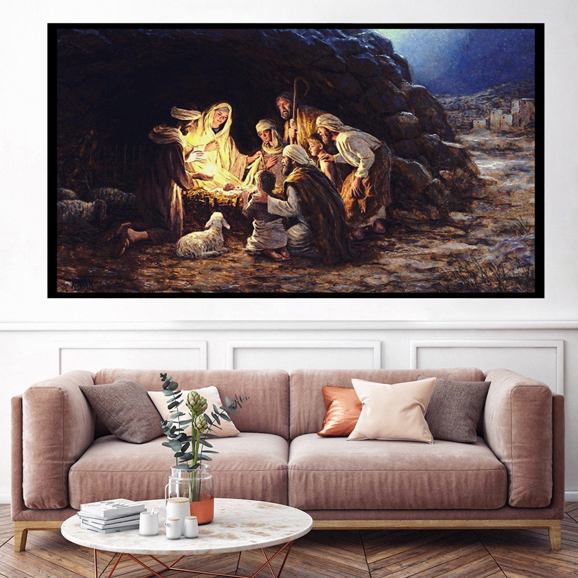 Nativity Scene Birth Of Jesus Holy Family Manger Religious Art Poster - Image 4
