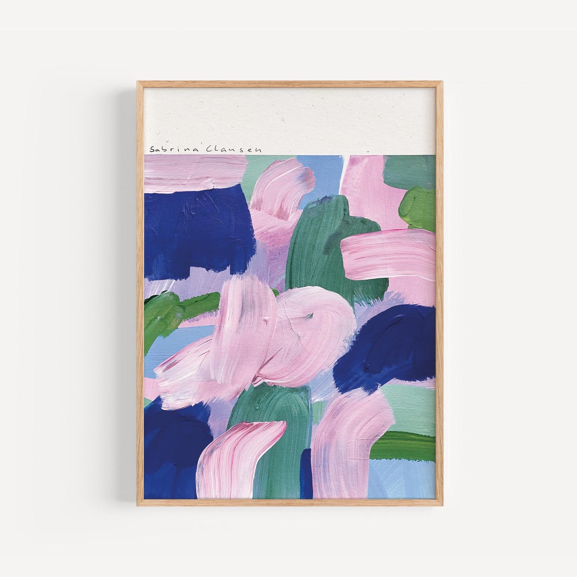 Sabrina Clausen Pink Blue Green Abstract Brushstroke Wall Art