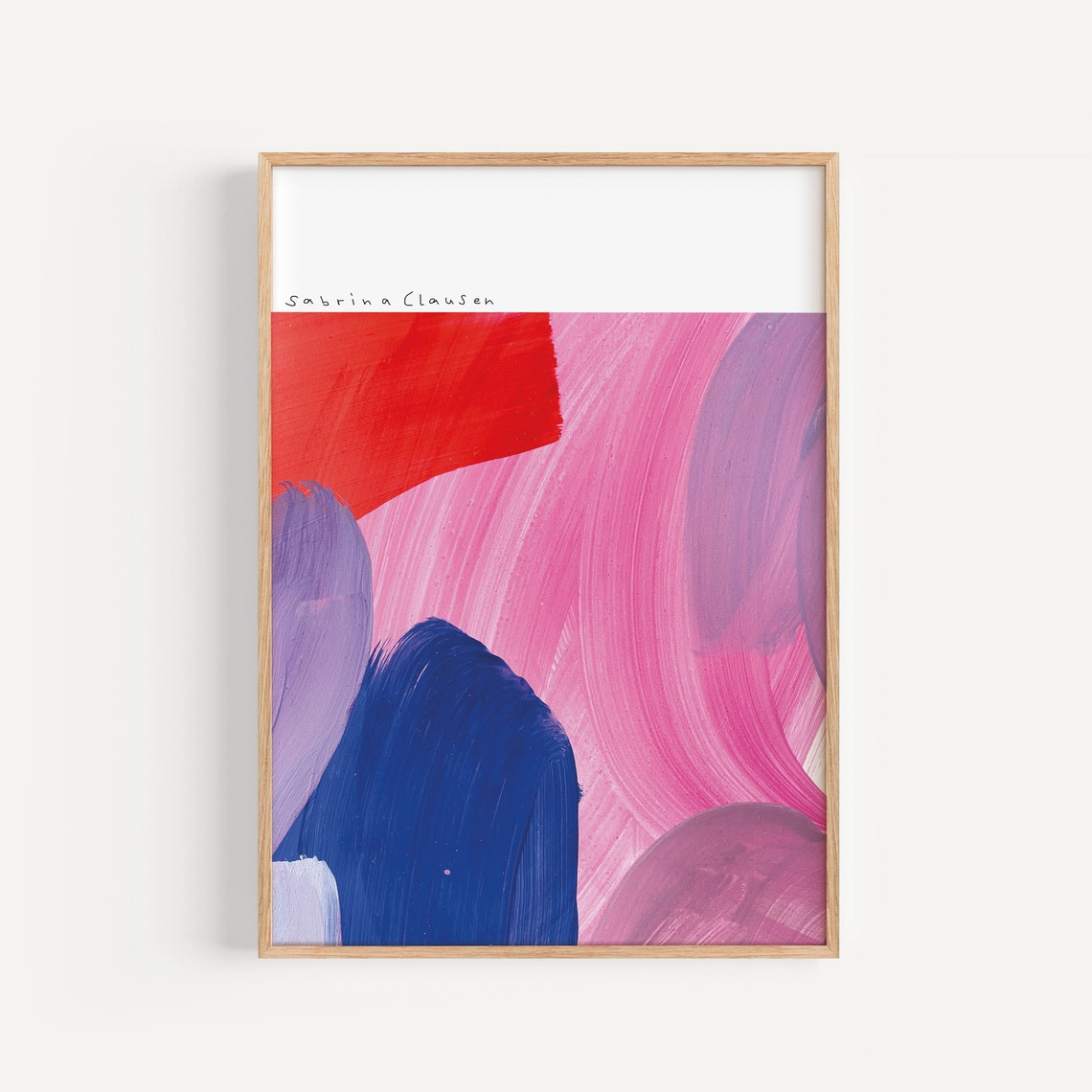 Sabrina Clausen Red Cobalt Blue Pink Abstract Brushstroke Wall Art