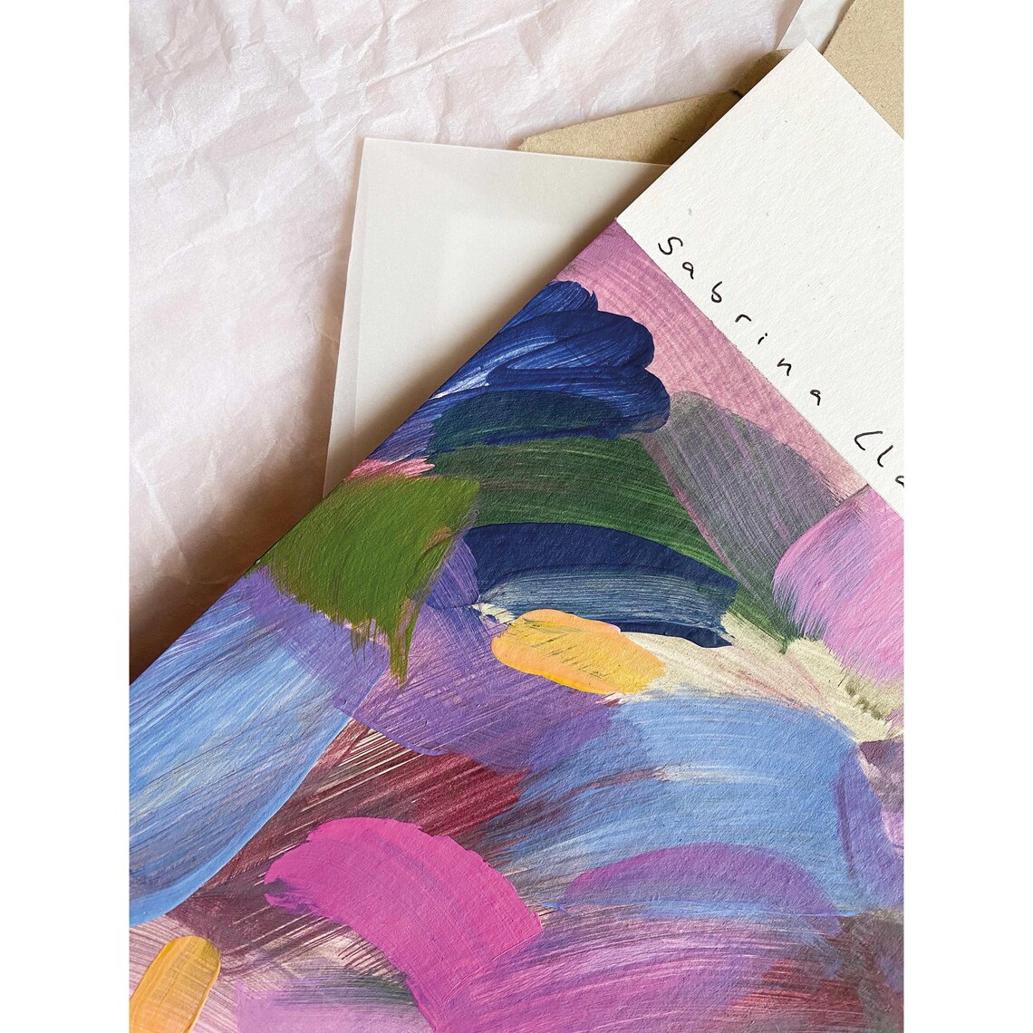 Sabrina Clausen Dreamy Pink Blue Green Sweeping Abstract Poster - Image 2