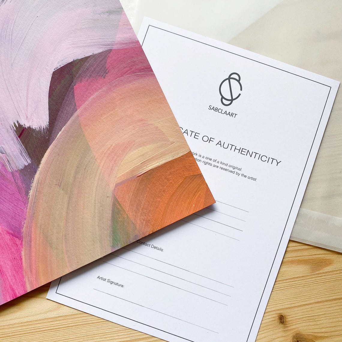 Sabrina Clausen Pink Orange Blue Abstract Brushstroke Wall Art - Image 5