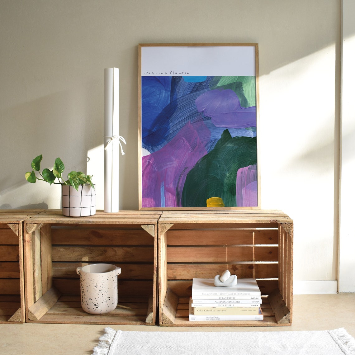 Sabrina Clausen Blue Purple Green Abstract Brushstroke Wall Art - Image 4