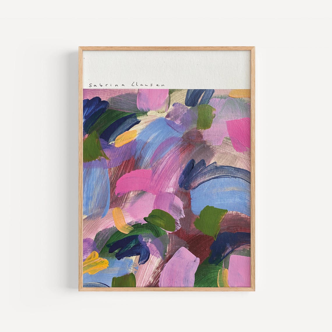 Sabrina Clausen Dreamy Pink Blue Green Sweeping Abstract Poster
