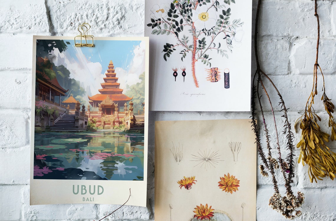 Ubud Bali Balinese Temple Lotus Pond Lush Jungle Serenity Poster - Image 4