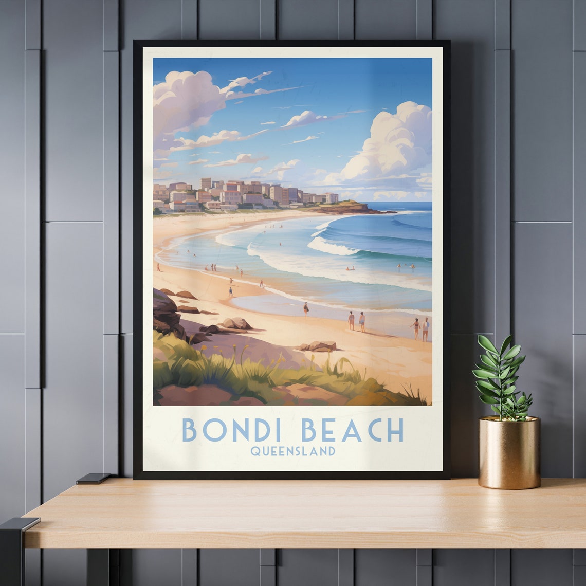 Bondi Beach Queensland Ocean Waves On A Sunny Day Travel Poster - Image 3