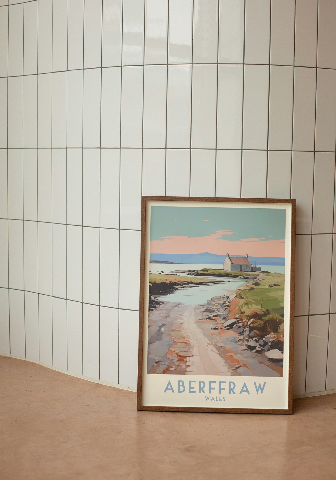 Aberffraw Wales Coastal Cottage Rocky Shoreline Travel Poster - Image 2