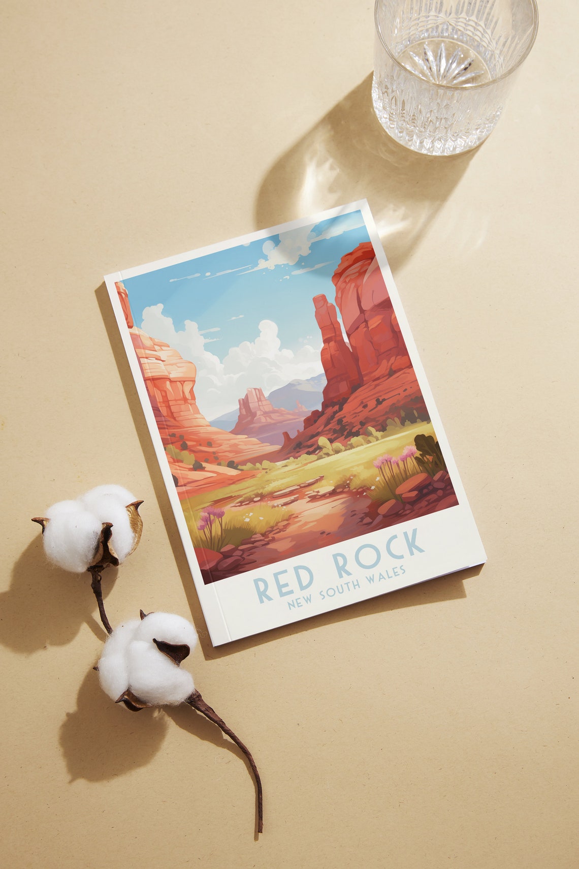 Red Rock New South Wales Poster with Red Desert Cliffs and Flowers - Image 2