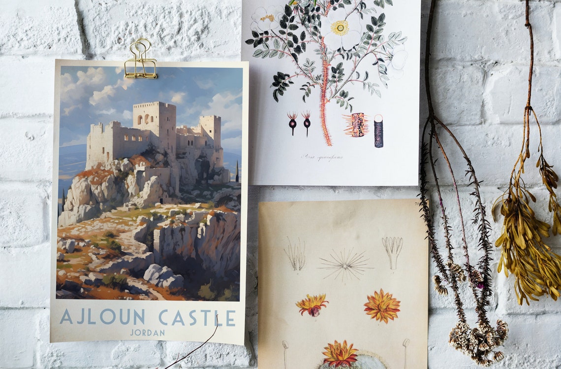 Ajloun Castle Jordan Medieval Hilltop Fortress Vintage Travel Poster - Image 4