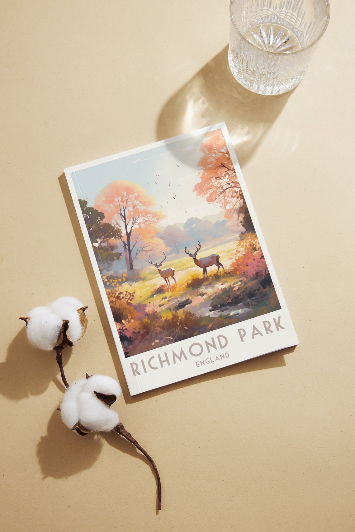 Richmond Park London Stags Autumn Meadow Morning Light Poster - Image 2