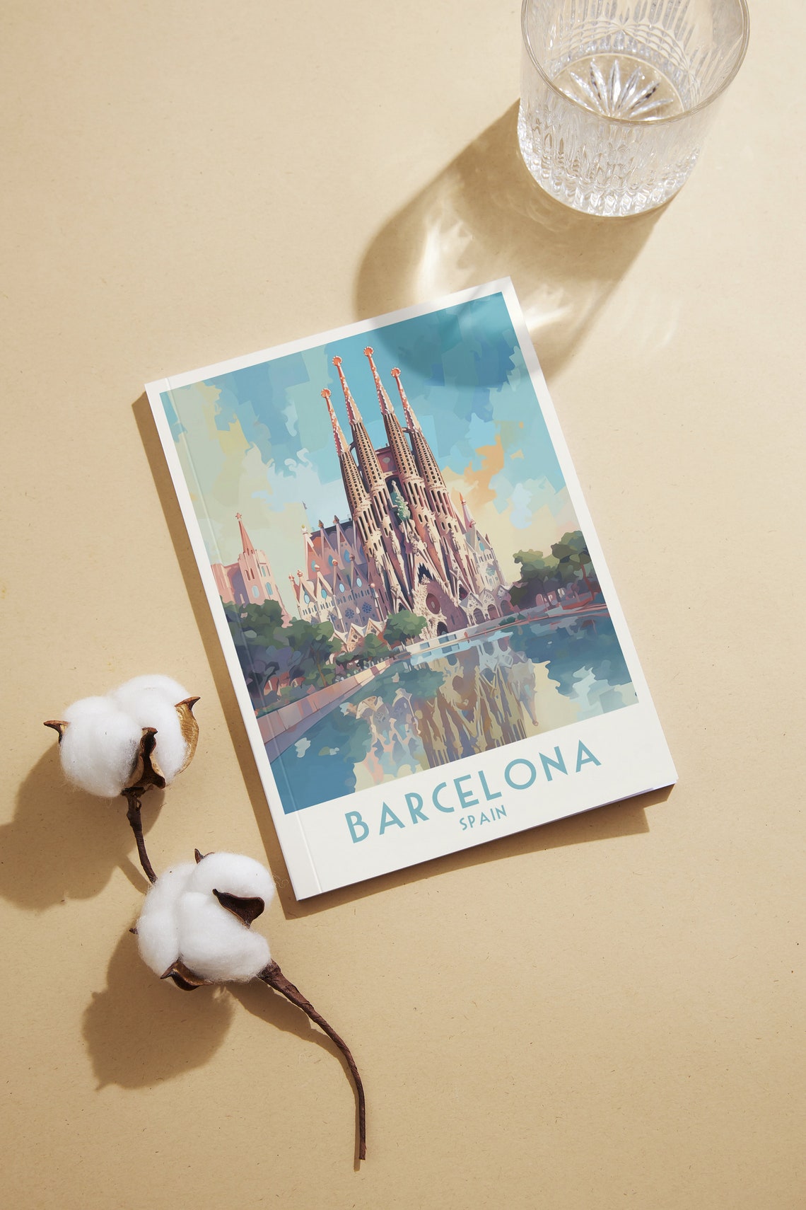 Barcelona Spain Sagrada Familia Cathedral Vintage Travel Poster - Image 2
