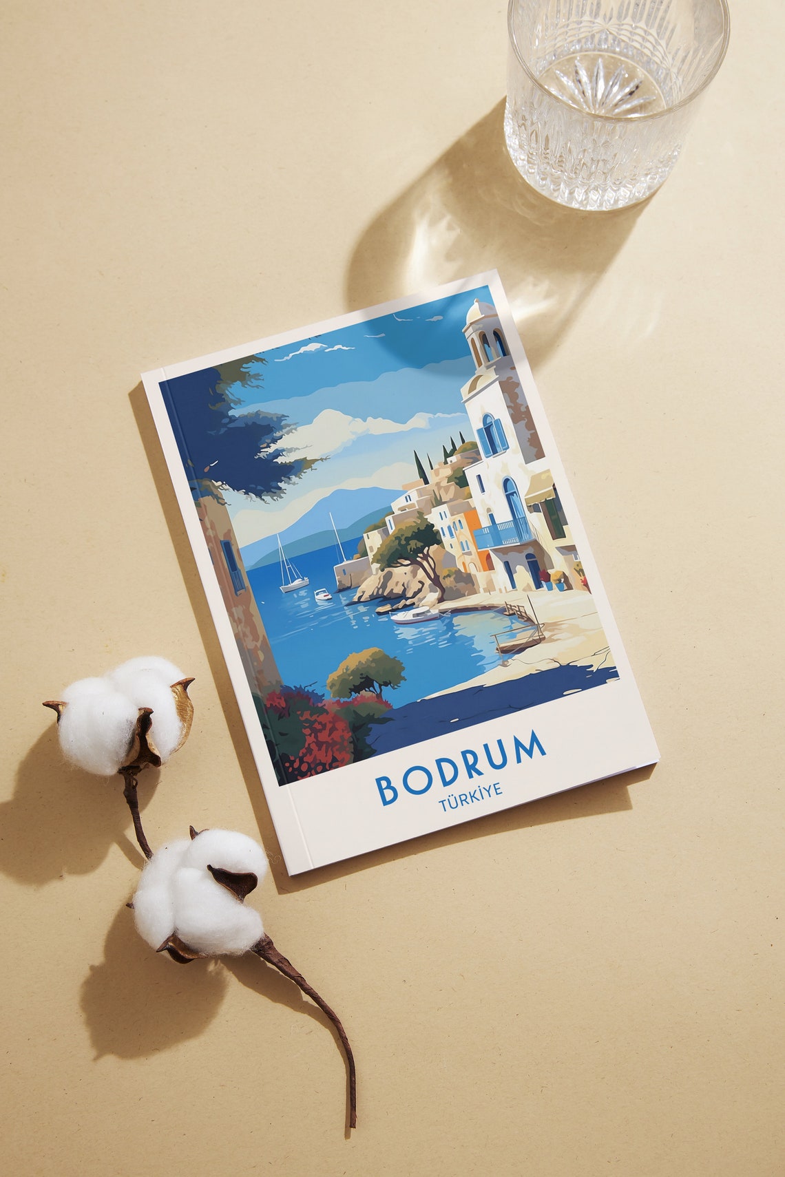 Bodrum Turkiye Whitewashed Coast Bell Tower Harbor Travel Poster - Image 2