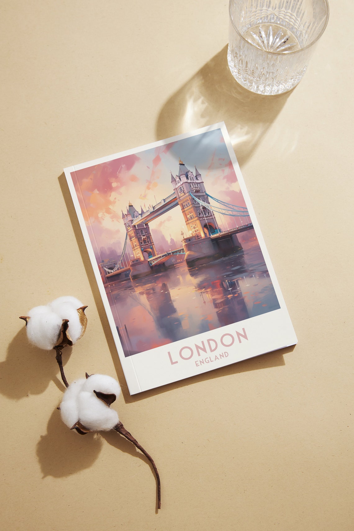 London England Tower Bridge At Sunset Watercolor Travel Poster - Image 2