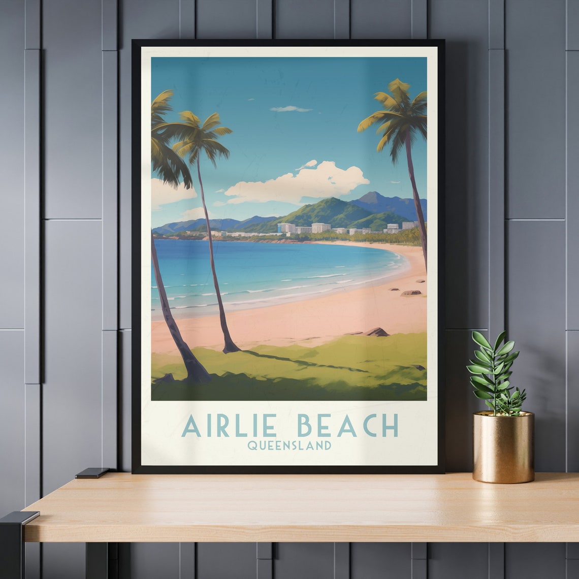 Airlie Beach Queensland Palm Trees Tropical Bay Travel Poster - Image 3
