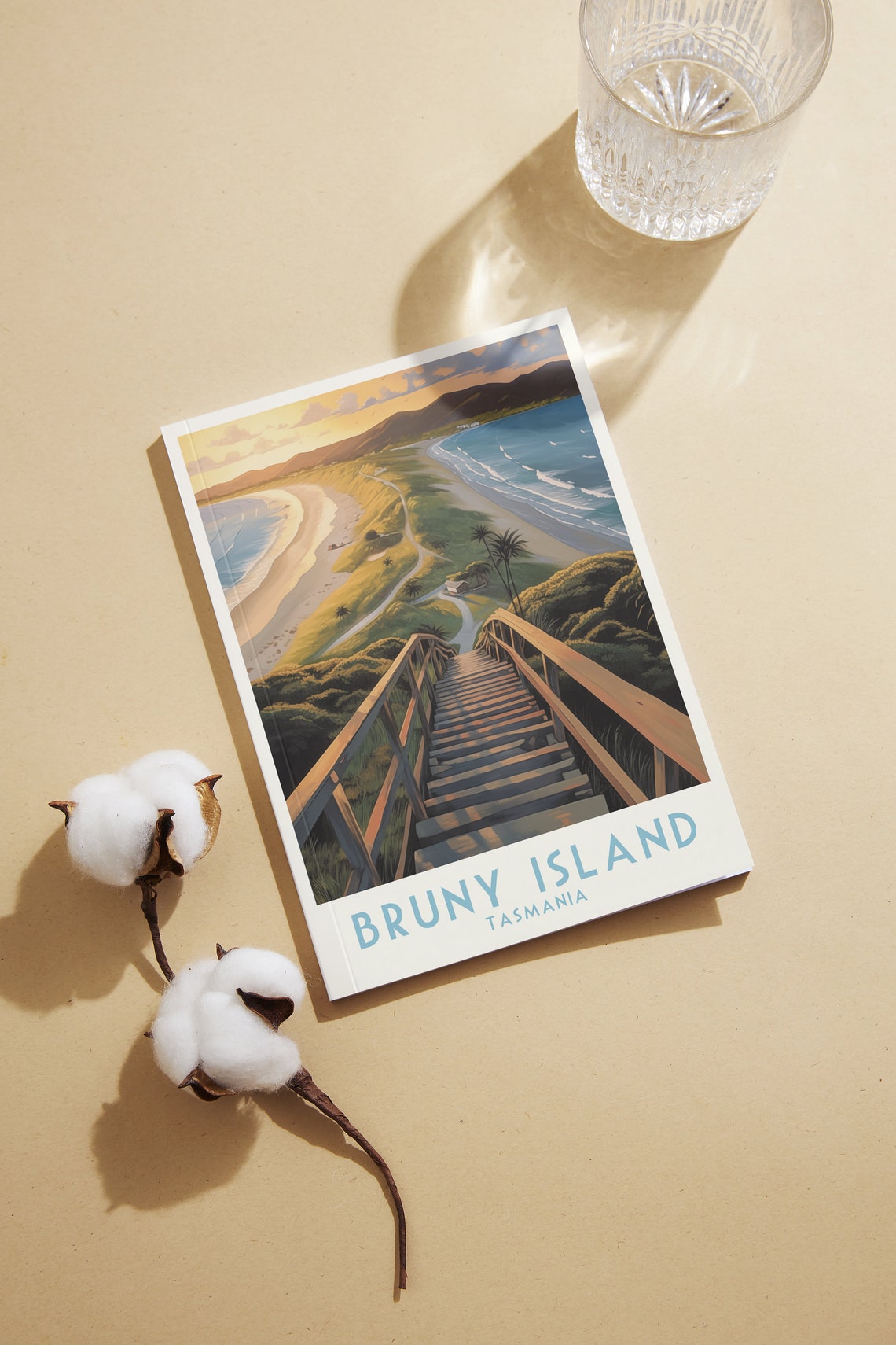 Bruny Island Tasmania Wooden Stairs Beach Sunset Travel Poster - Image 2