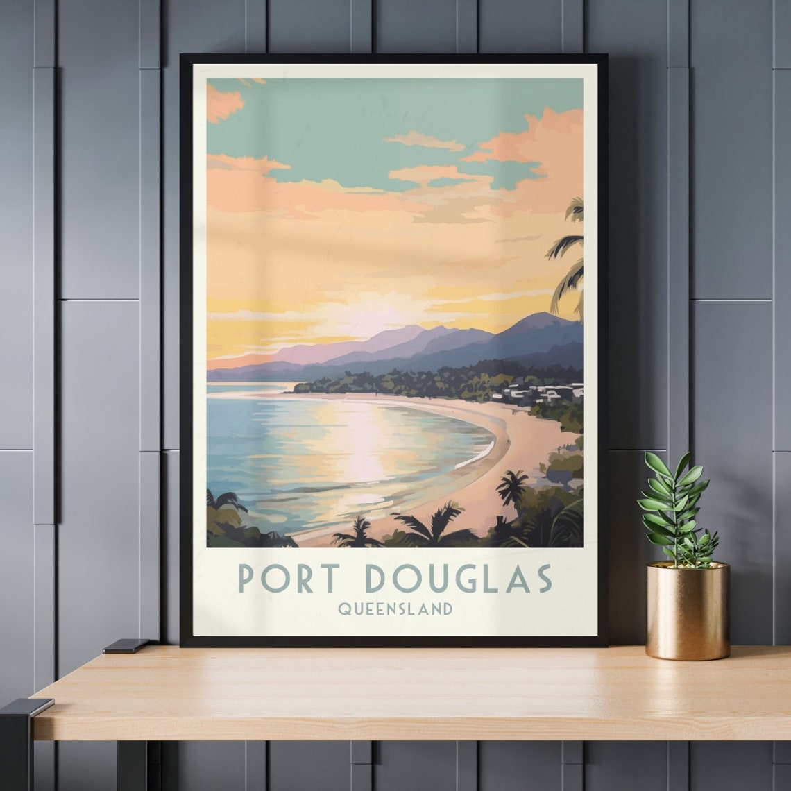 Port Douglas Queensland Tropical Beach Sunrise Palms Travel Poster - Image 3