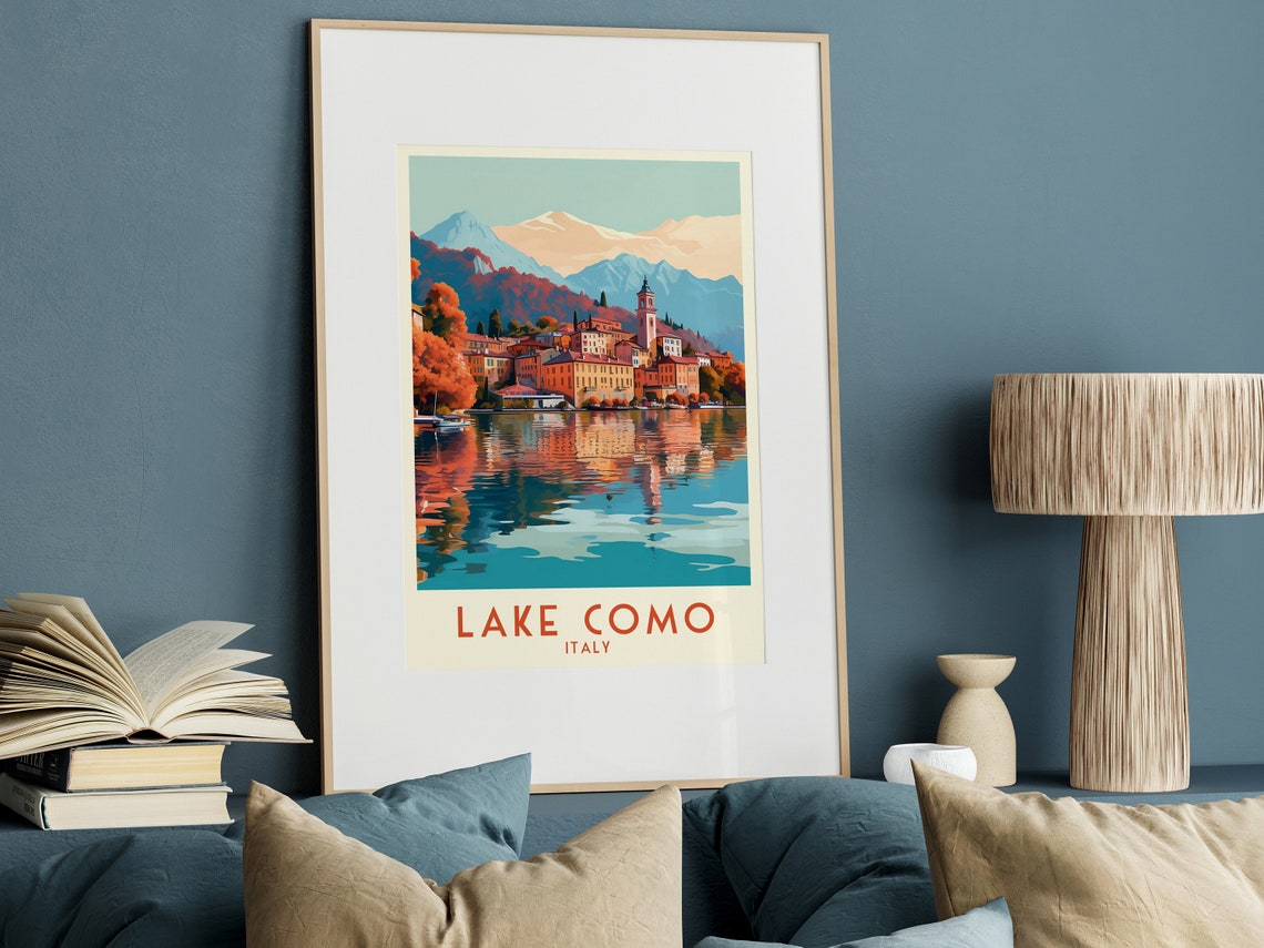 Lake Como Italy Autumn Lakeside Town Mountains Vista Travel Poster - Image 3