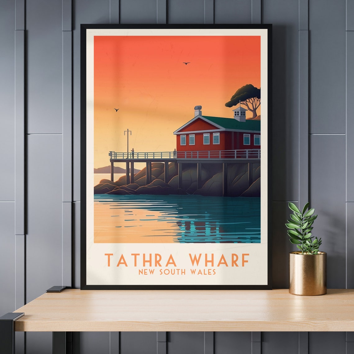 Tathra Wharf New South Wales Sunset Water Reflection Scene Poster - Image 3