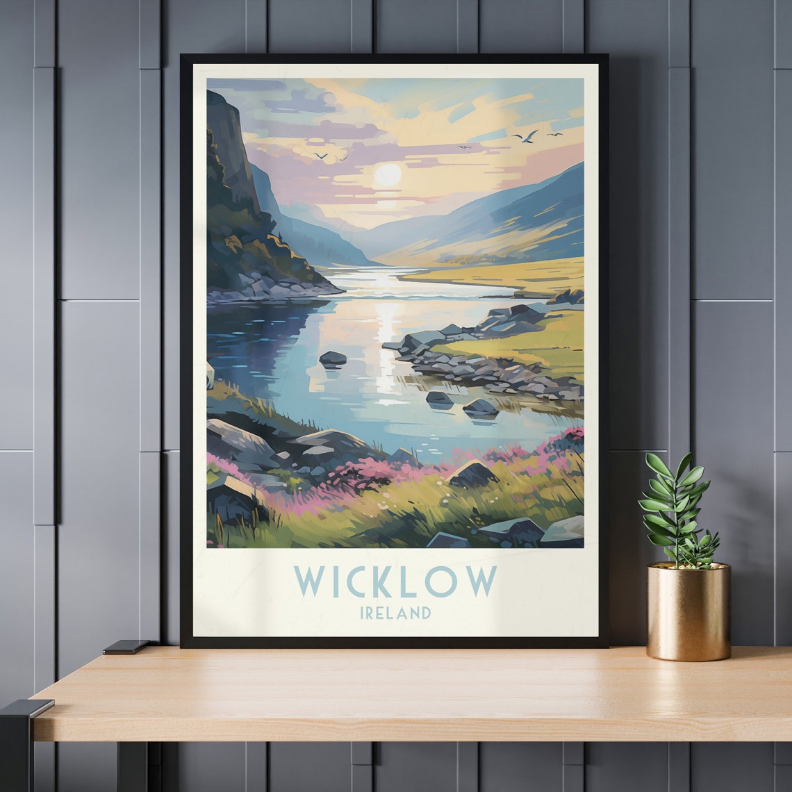 Wicklow Ireland River Valley Golden Sunset Heather Wilds Poster - Image 3