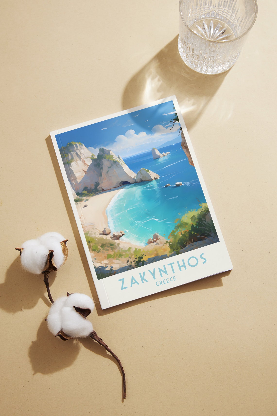 Zakynthos Greece Dramatic Cliffs Turquoise Beach Cove Travel Poster - Image 2