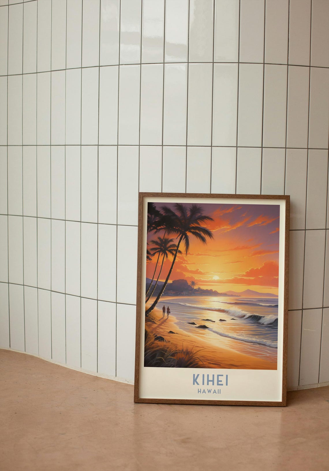 Kihei Hawaii Sunset Beach Palm Silhouette Maui Travel Poster - Image 3