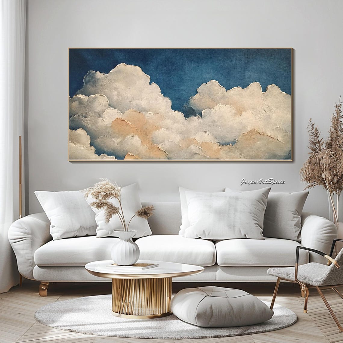Abstract Cloudscape Oil Painting Original Texture Sky Artwork Handmade Neutral Wall Art Bedroom Wall Art Minimalist Modern Wall Decor - Image 4