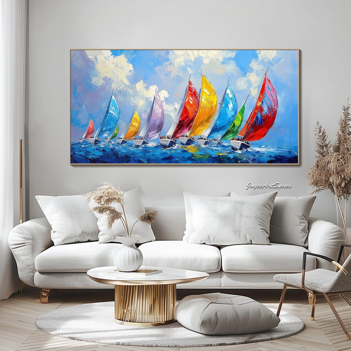 Abstract Sailboat Oil Painting, Minimalist Art Print - Image 3