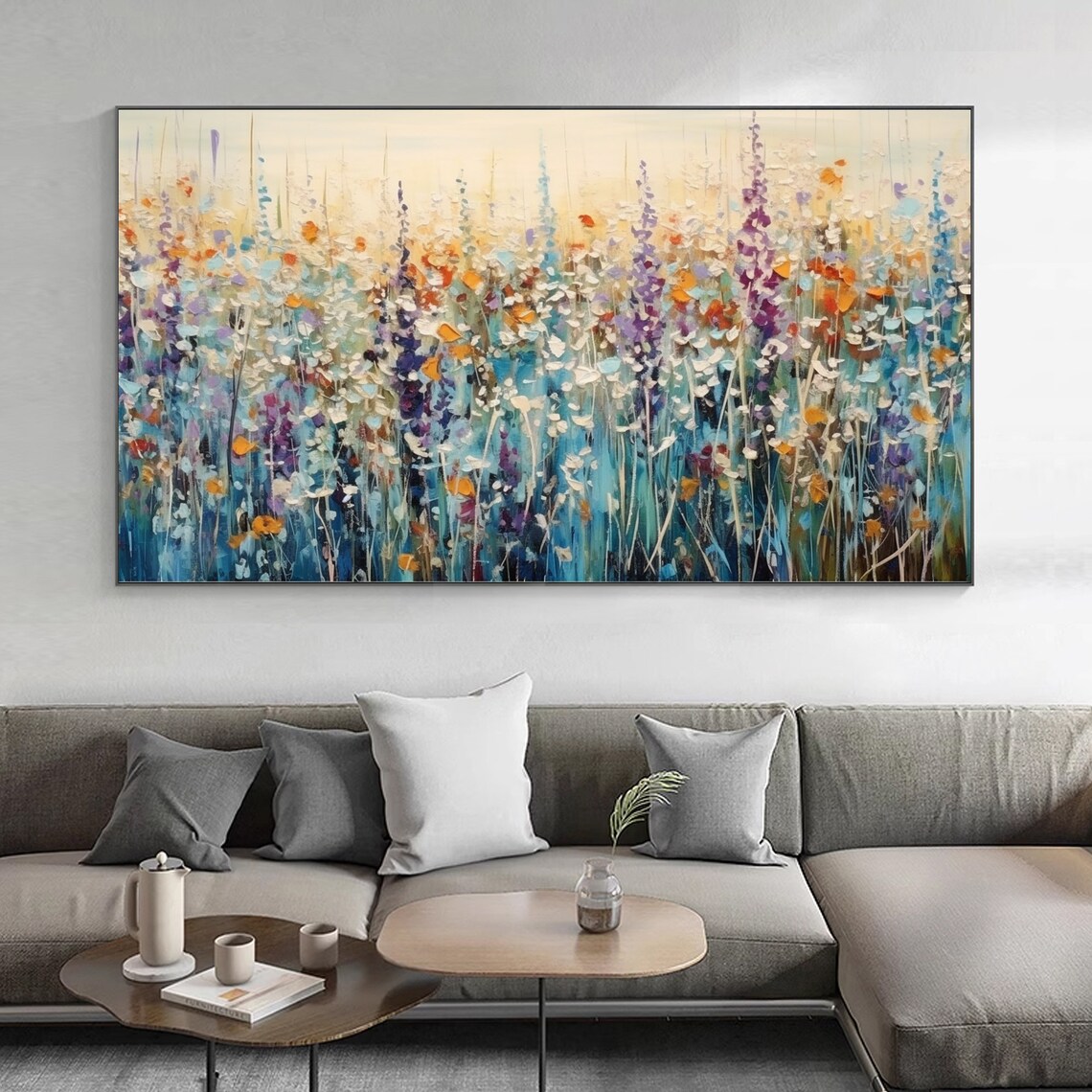 Abstract Flowers Oil Painting, Modern Floral Art - Image 3