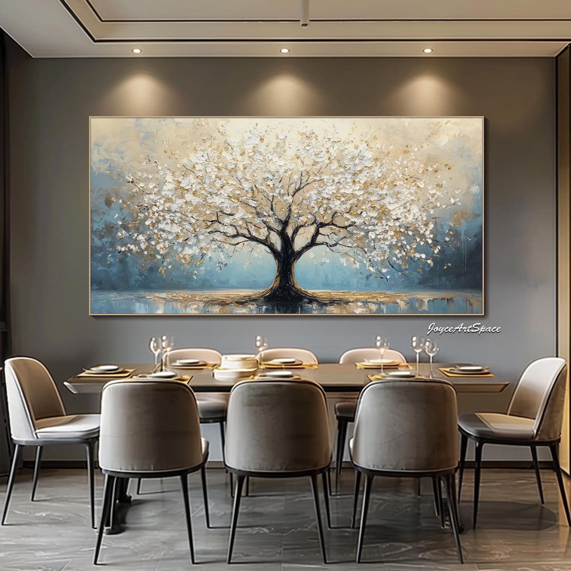 Abstract Tree Oil Painting, Landscape Wall Art Print - Image 2