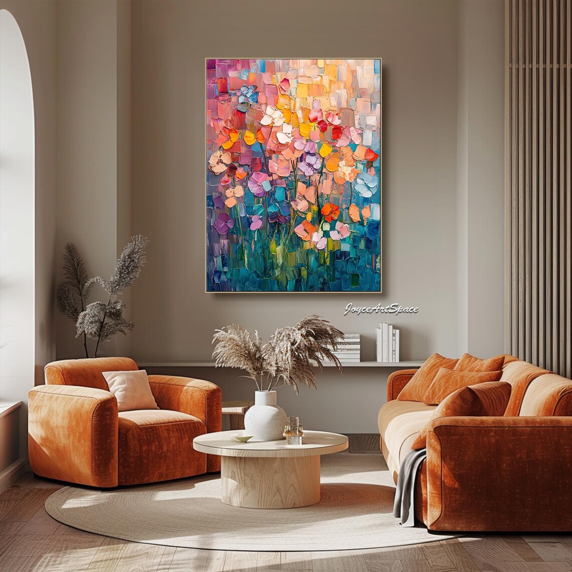 Abstract Floral Oil Painting, Modern Bedroom Art Print - Image 5