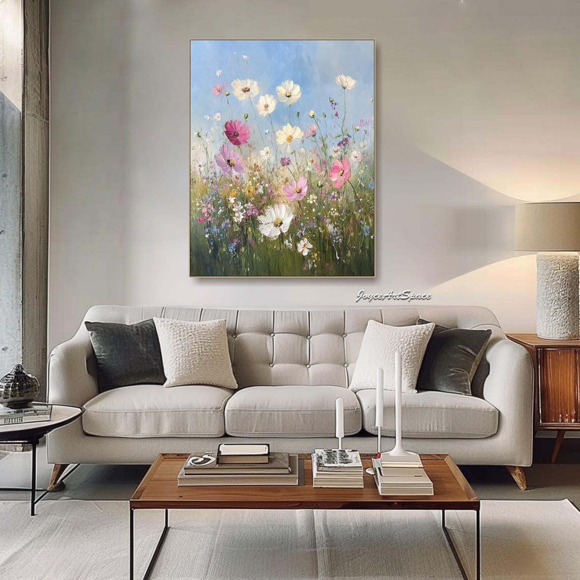 Abstract Flower Oil Painting On Original Botanical Painting Large Blue Wall Art Floral Wall Art Living Room Wall Art Acrylic Painting - Image 2