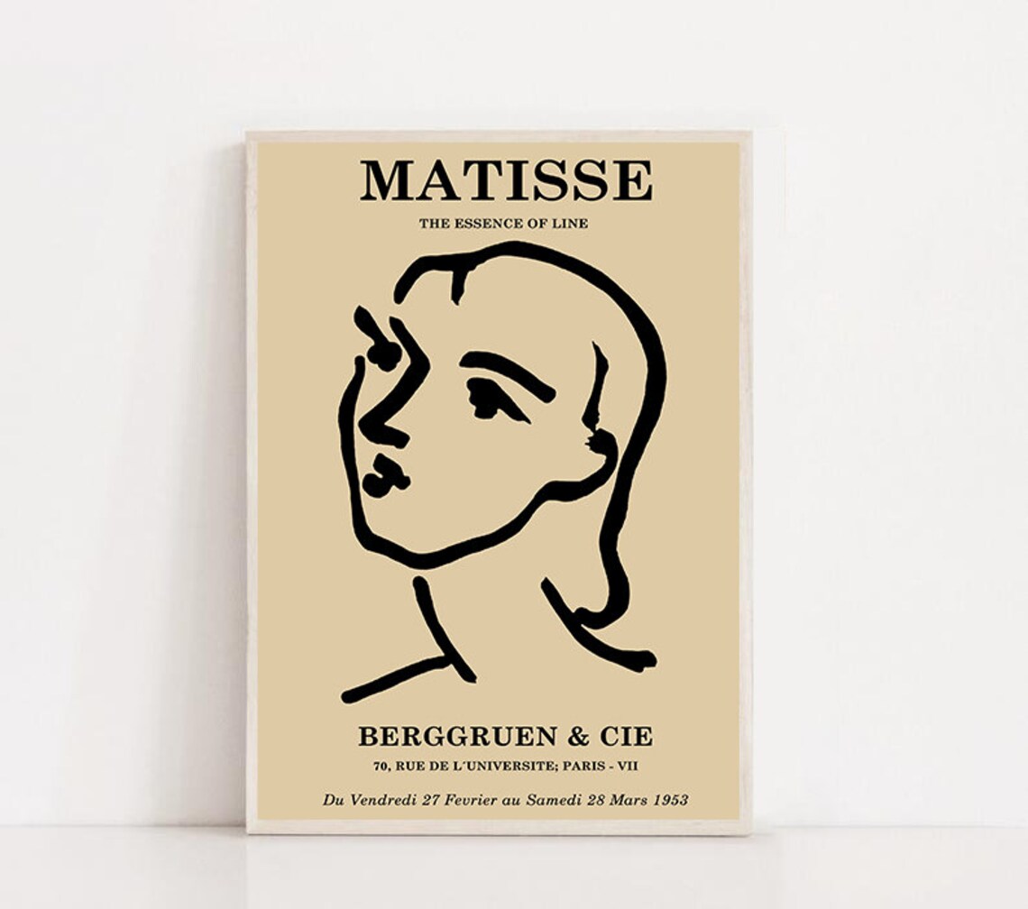 Henri Matisse Line Art Woman Portrait 1953 Paris Exhibition Poster - Image 2