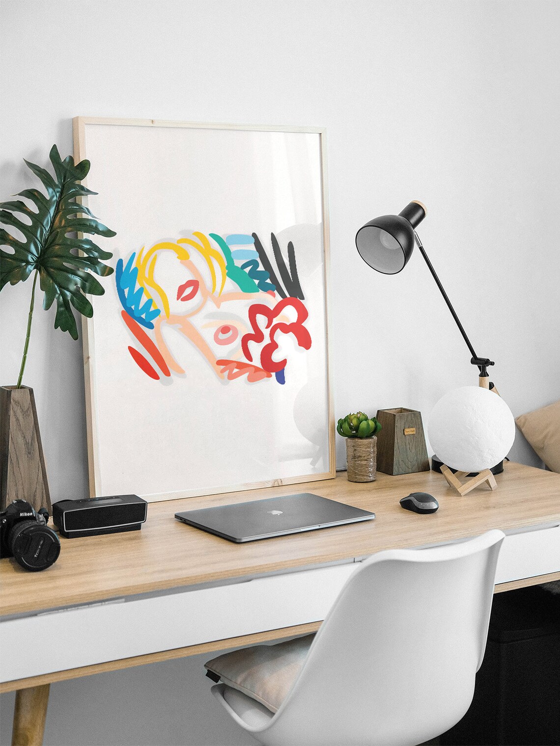 Abstract Reclining Figure Colorful Line Art Modern Minimalist Poster - Image 2