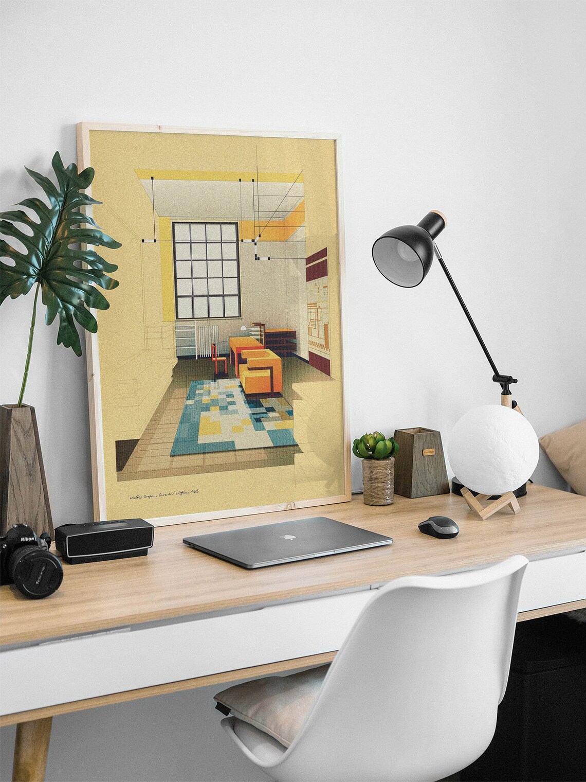 Modernist Interior Bauhaus Style Yellow Room Architectural Drawing Poster - Image 3