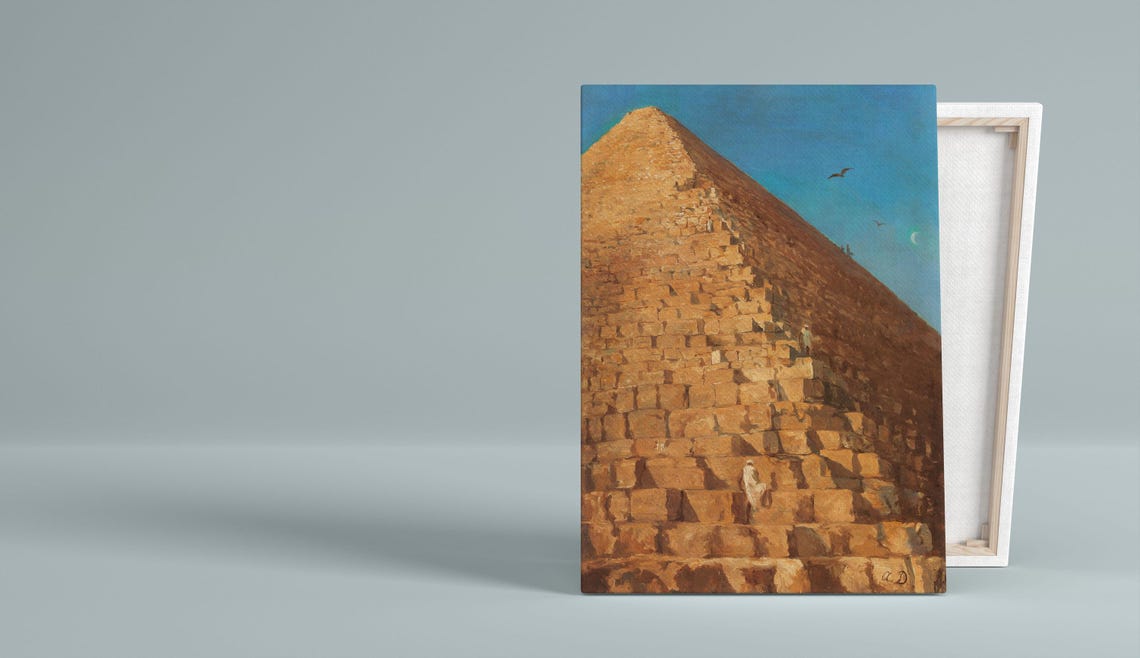 Great Pyramid of Giza Egyptian Desert Vintage Painting Poster - Image 2