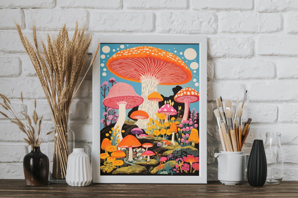Psychedelic Mushroom Trippy Wall Art - Image 4