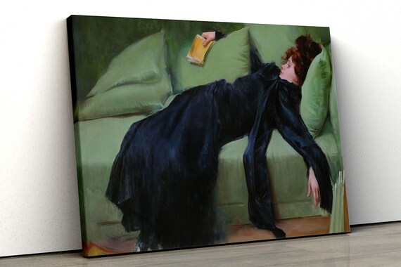 Ramon Casas Decadent Young Woman Reclining Canvas Classic Art Print