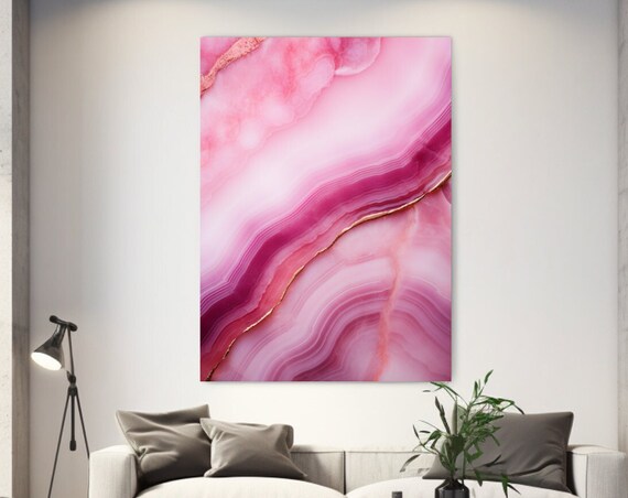 Gem Stone Crystal Abstraction Ii Pink Print Aesthetic Home Decor Wall Art Gift Room Decor Wall Hanging Luxury Design